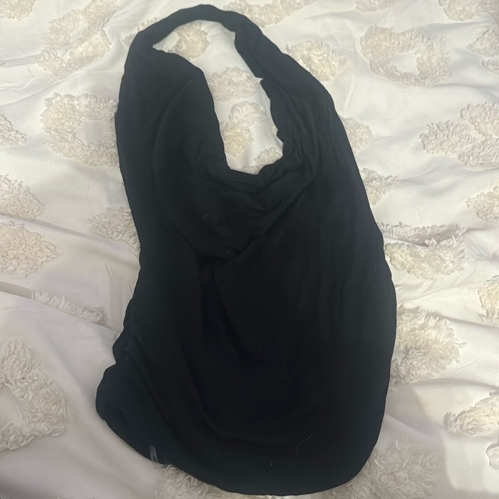 Black cowl neck top